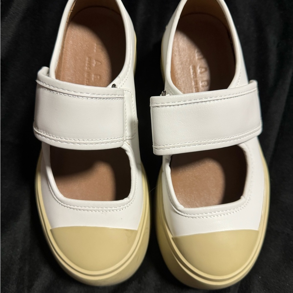 Marni White and Cream Mary Jane Mules